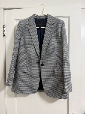 Madewell Navy & White Mini Houndstooth Blazer
